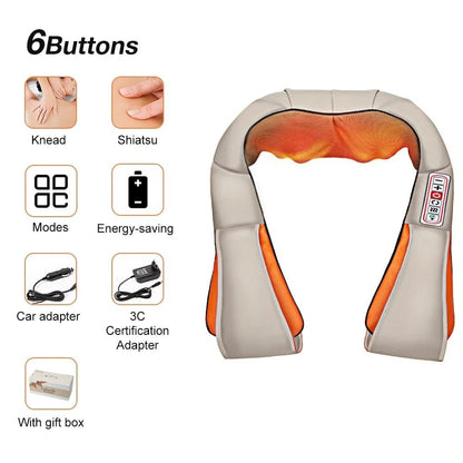 U-Shape Shiatsu Massager with Heat - 4D Kneading for Neck & Back