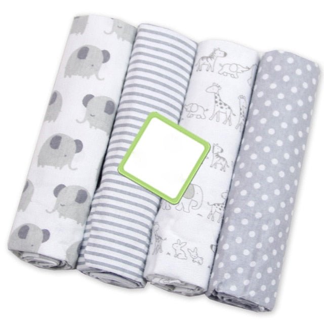 4Pcs/Lot Muslin 100% Cotton Flannel Baby Swaddles Soft Newborns Blankets