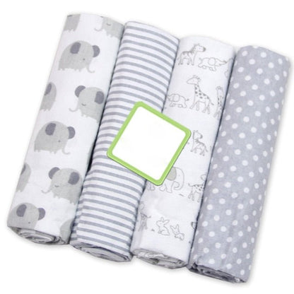4Pcs/Lot Muslin 100% Cotton Flannel Baby Swaddles Soft Newborns Blankets