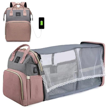 Folding Mommy Bag: Portable Crib Bed & Large-capacity Baby Backpack