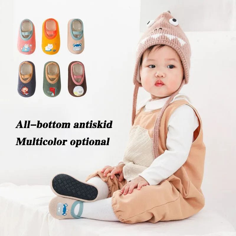 Newborn Anti-Slip Warm Socks - Rubber Sole Crib Shoes for Babies
