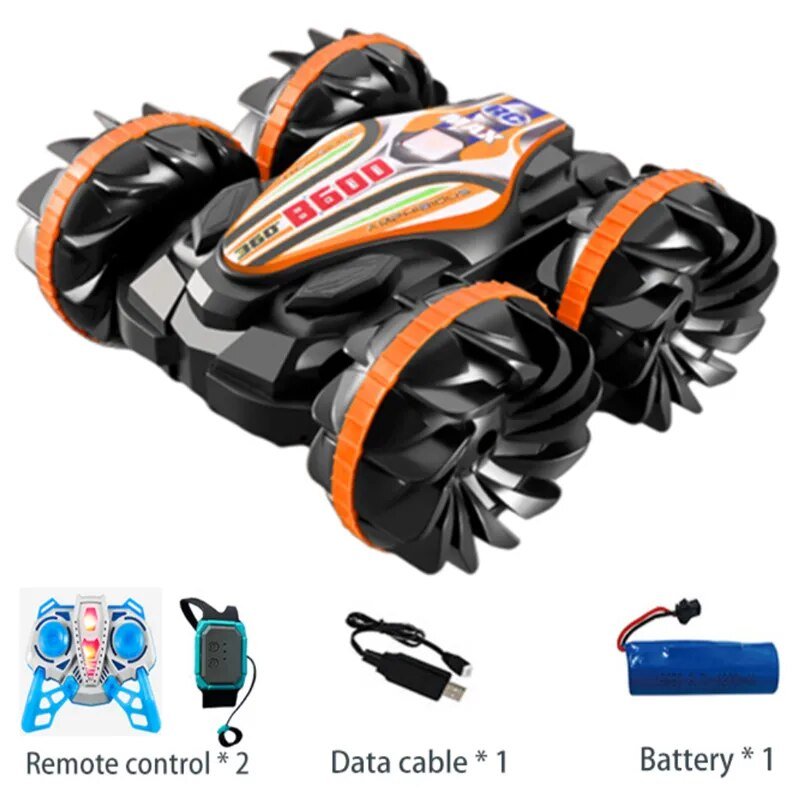 2.4G Amphibious Stunt RC Vehicle, Double-Sided, Kids' Electric Toy