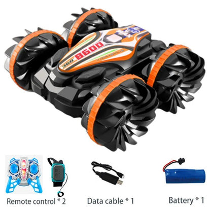 2.4G Amphibious Stunt RC Vehicle, Double-Sided, Kids' Electric Toy