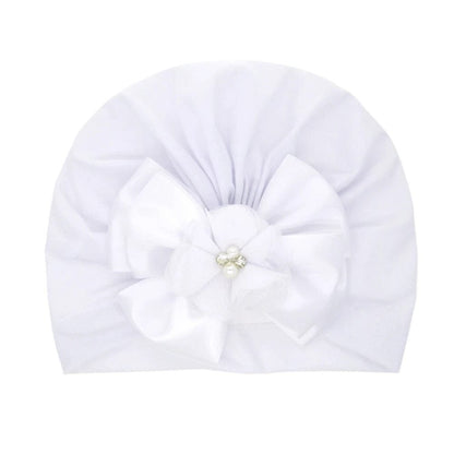 Shiny Rhinestone Bowknot Baby Turban - Soft Cotton Cap