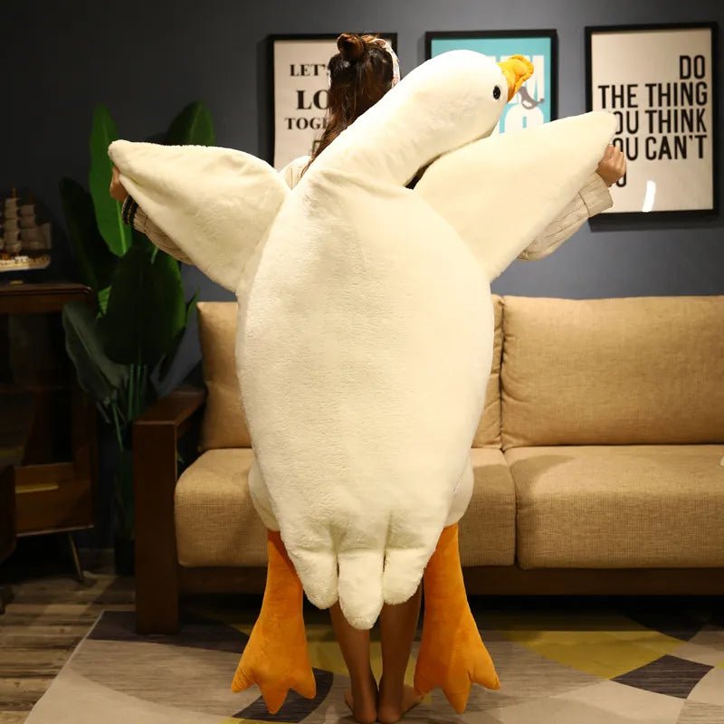 50-130cm Lifelike White Goose Stuffed Toy, Big Wings, Pillow Cushion