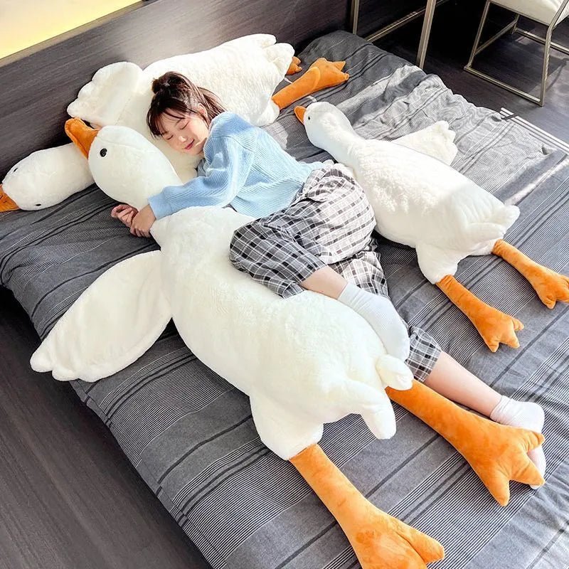50-130cm Lifelike White Goose Stuffed Toy, Big Wings, Pillow Cushion