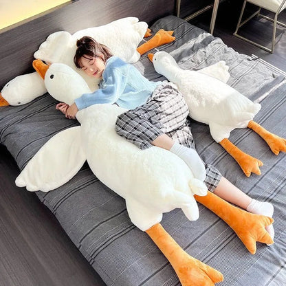 50-130cm Lifelike White Goose Stuffed Toy, Big Wings, Pillow Cushion