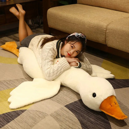 50-130cm Lifelike White Goose Stuffed Toy, Big Wings, Pillow Cushion