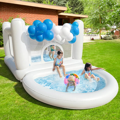 White Kids Bounce House with Pump (Ages 3–6)