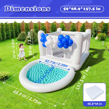 White Kids Bounce House with Pump (Ages 3–6)