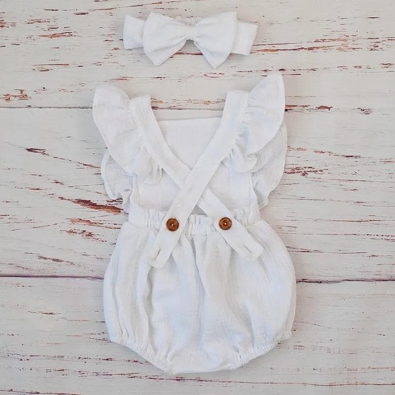 Organic Cotton Ruffle Romper & Headband - 3M, Dusty Pink