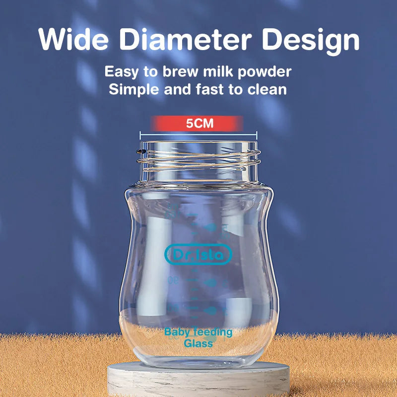 Wide-Neck Anti-Colic Glass Baby Bottle