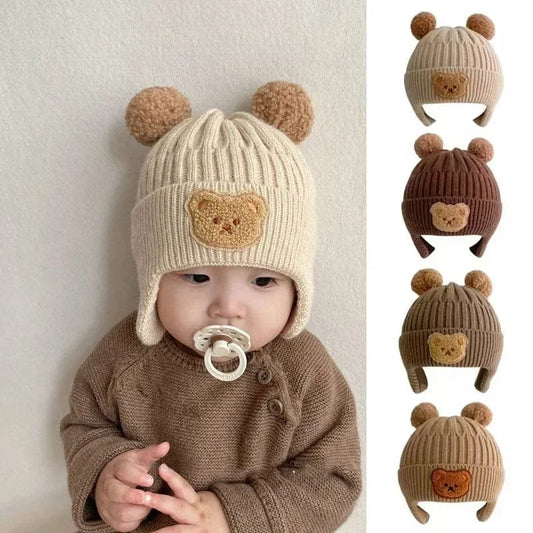 Winter Baby Beanie with Bear Ears - Knitted Cap for Toddlers