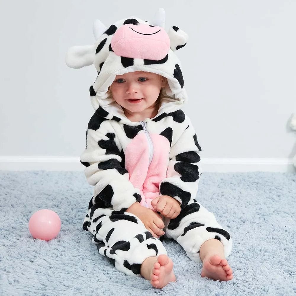 Winter Flannel Rompers: Animal Designs for Infants & Toddlers