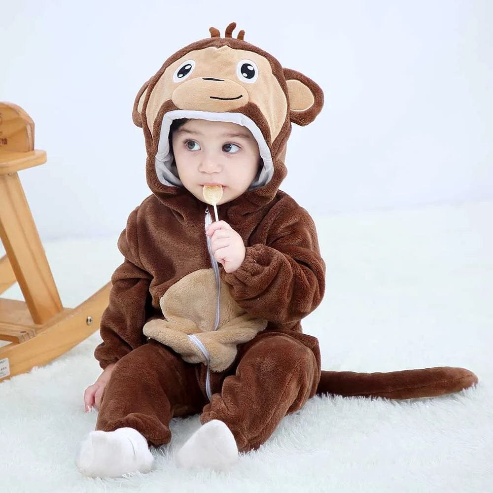Winter Flannel Rompers: Animal Designs for Infants & Toddlers