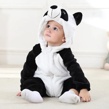 Winter Flannel Rompers: Animal Designs for Infants & Toddlers