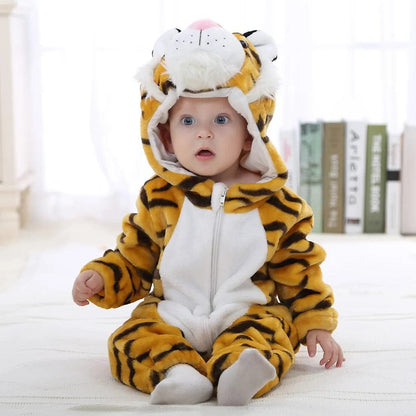 Winter Flannel Rompers: Animal Designs for Infants & Toddlers