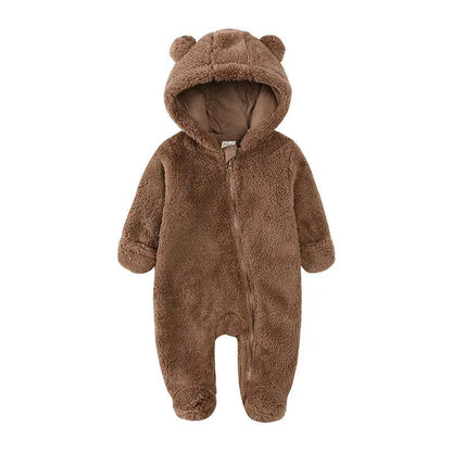 Cozy Bear-Themed Winter Jumpsuit for Newborns (0-12M)