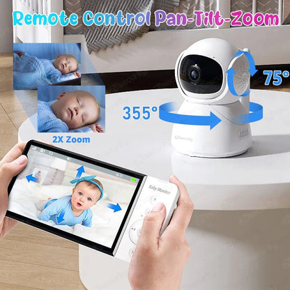 5.0" Wireless Video Baby Monitor with PTZ Camera & 5000mAh Battery
