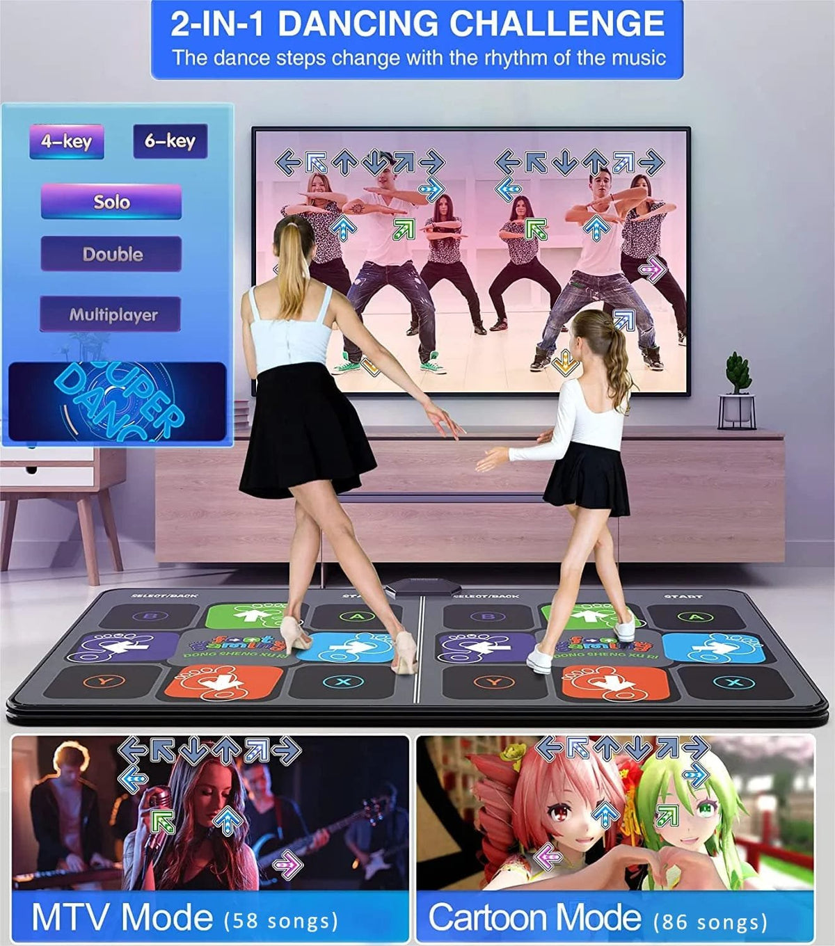 Wireless TV/PC Dance Mat Game - Anti-Slip, Dual Controller