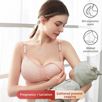 3pc Maternity Nursing Bra Set - Seamless, Breathable Cotton