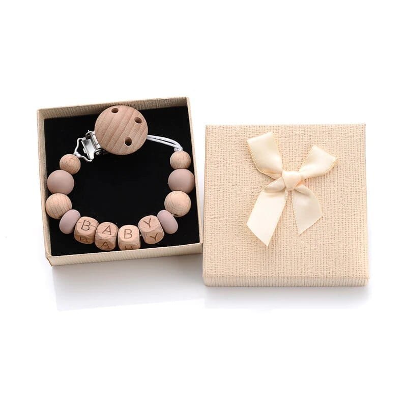 Personalized Baby Pacifier Clips with Name - Silicone Beaded Chain