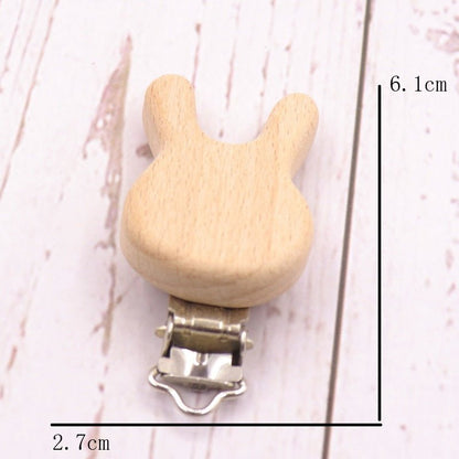 5PC Wooden Animal Pacifier Clips & Teethers Set