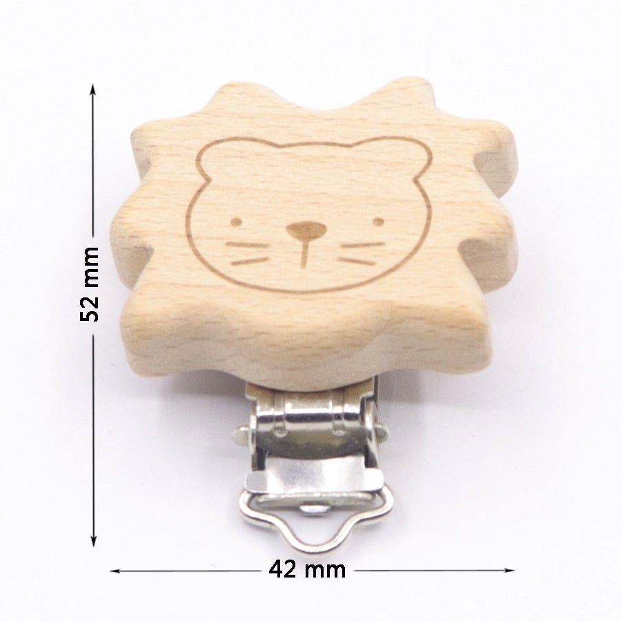 5PC Wooden Animal Pacifier Clips & Teethers Set
