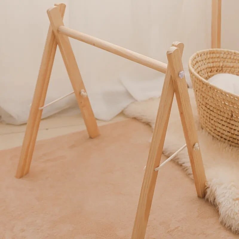 Natural Wooden Baby Gym & Teether (CE Certified, 0–12M)
