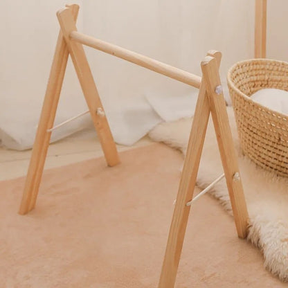 Natural Wooden Baby Gym & Teether (CE Certified, 0–12M)