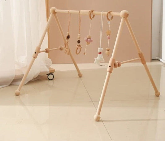 1 Set Wooden Baby Gym & Activity Fitness Stand with Rattle