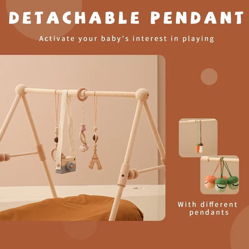 1 Set Wooden Baby Gym & Activity Fitness Stand with Rattle