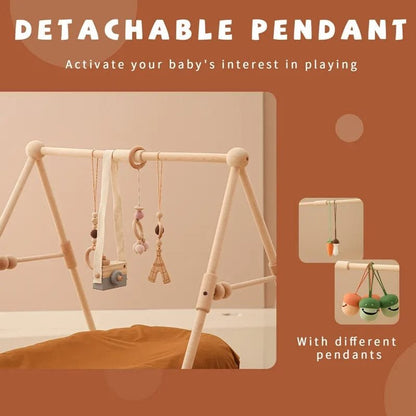 1 Set Wooden Baby Gym & Activity Fitness Stand with Rattle
