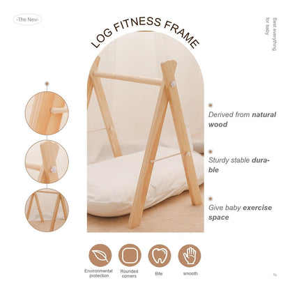 Natural Wooden Baby Gym & Teether (CE Certified, 0–12M)