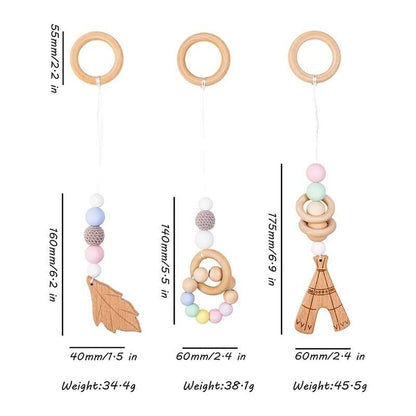 1 Set Wooden Baby Gym & Activity Fitness Stand with Rattle