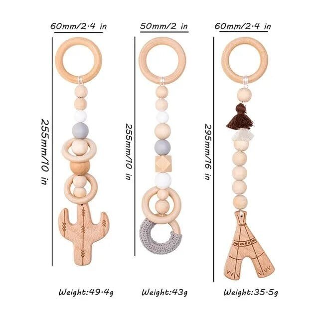 1 Set Wooden Baby Gym & Activity Fitness Stand with Rattle