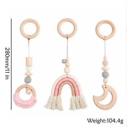 1 Set Wooden Baby Gym & Activity Fitness Stand with Rattle
