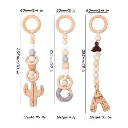 1 Set Wooden Baby Gym & Activity Fitness Stand with Rattle