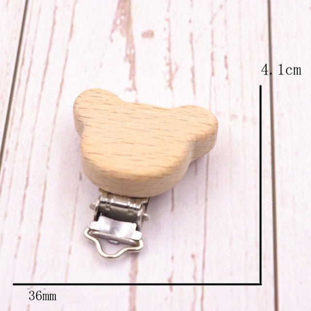 5PC Wooden Animal Pacifier Clips & Teethers Set