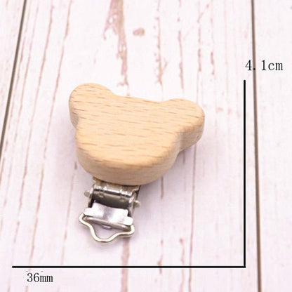 5PC Wooden Animal Pacifier Clips & Teethers Set