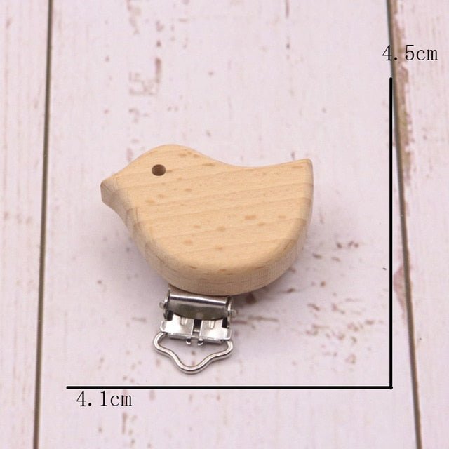 5PC Wooden Animal Pacifier Clips & Teethers Set