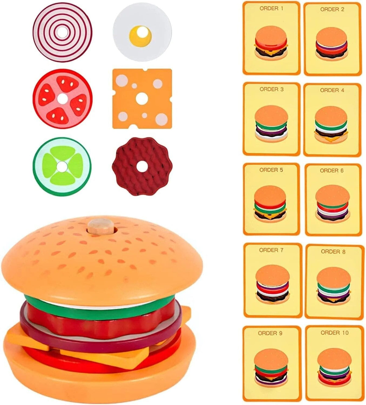 Wooden Burger Stacking: Montessori Educational Toy