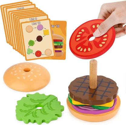 Wooden Burger Stacking: Montessori Educational Toy