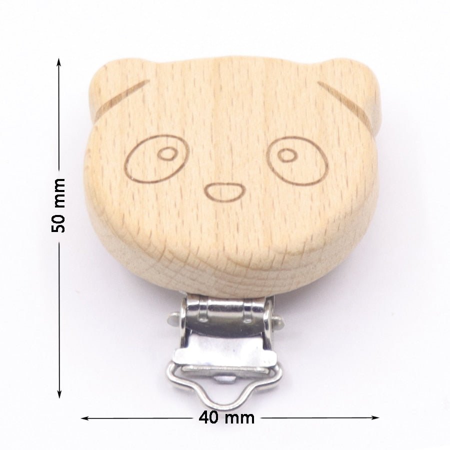 5PC Wooden Animal Pacifier Clips & Teethers Set