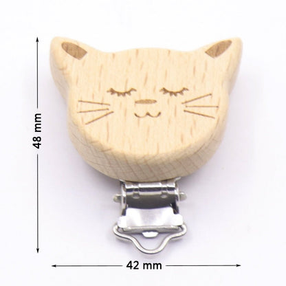 5PC Wooden Animal Pacifier Clips & Teethers Set