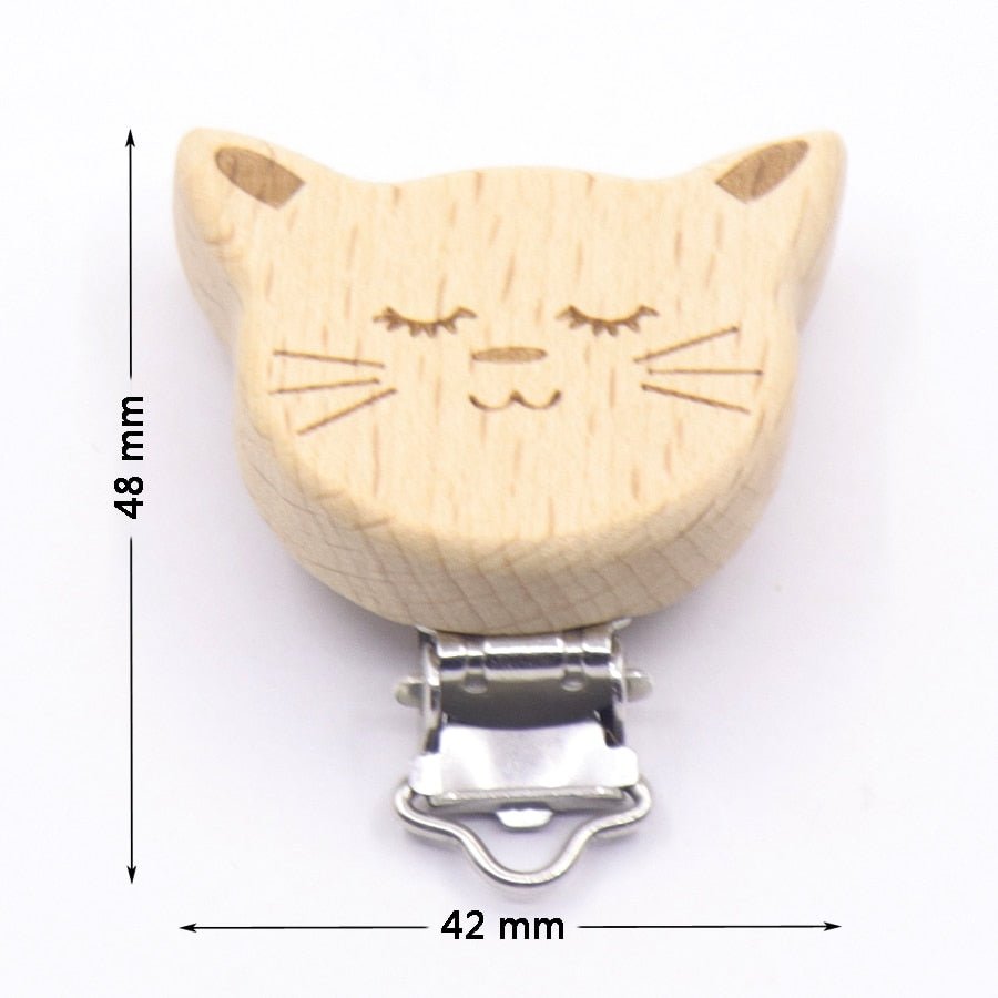 5PC Wooden Animal Pacifier Clips & Teethers Set