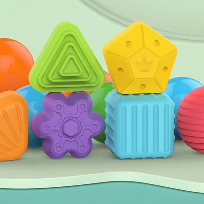Colorful Shape Blocks: Montessori Motor Skill Toy