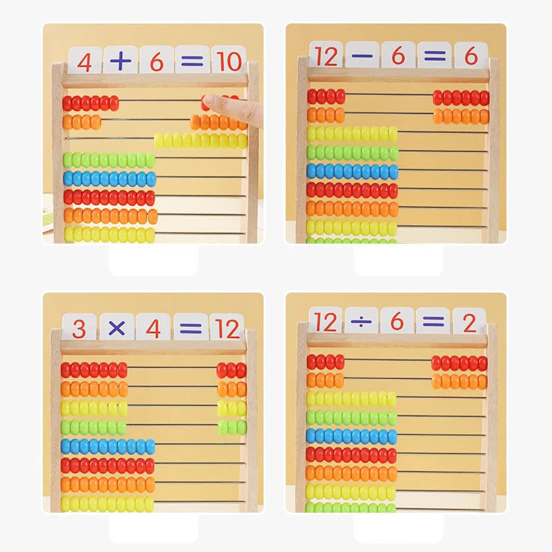 Montessori Wooden Abacus – Rainbow Counting Beads