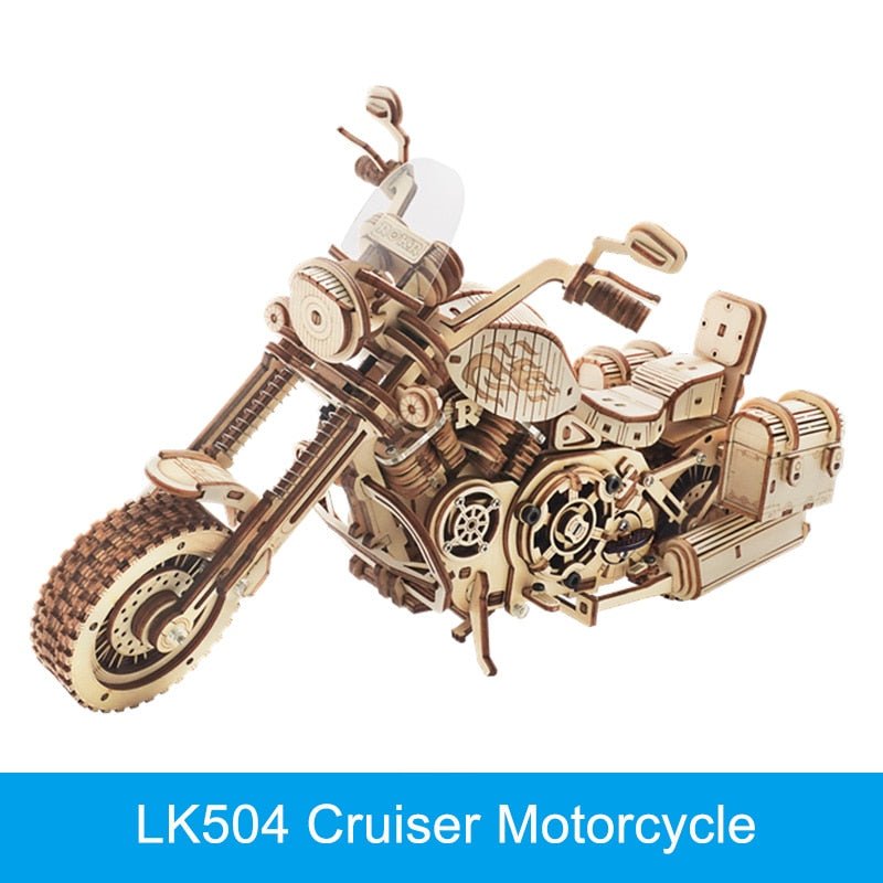 3D Wooden Puzzle Gear Model DIY Kit - Ages 14+ Cruiser Motorcycle Build