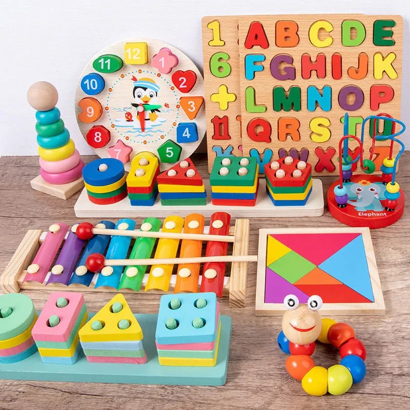 Montessori Wooden Puzzle Games for Babies 1-3 Years